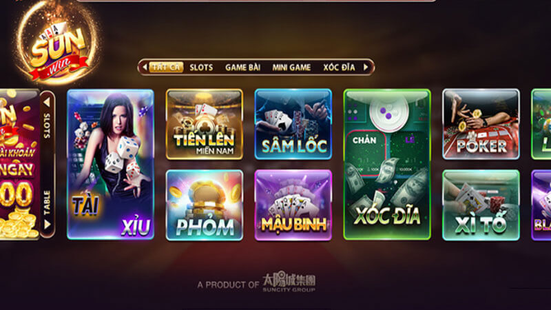 Đa dạng trò chơi game bài đổi thưởng tại cổng Sunwin